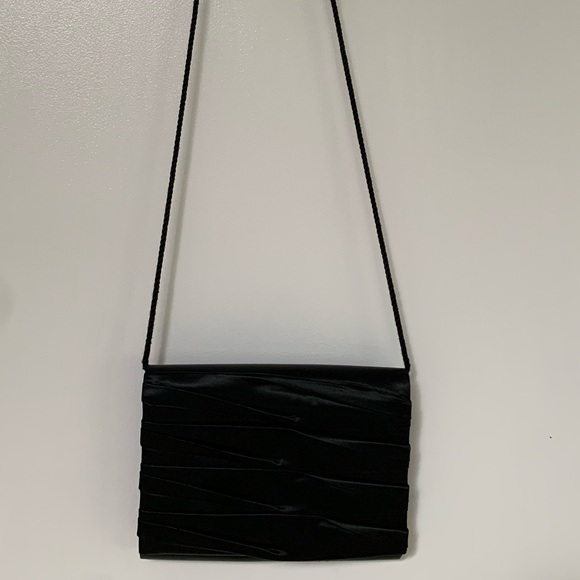 Whiting & Davis Elegant Black Satin Shoulder Bag